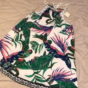 Palm tree print, summer dress, flying tomato